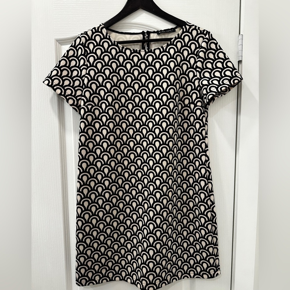 Black Tape_ Black and White Mini Dress